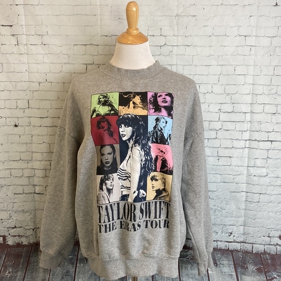 Taylor Swift Eras Tour Crew Neck Sweatshirt Gray L Official Merch Swiftie - Picture 2 of 16